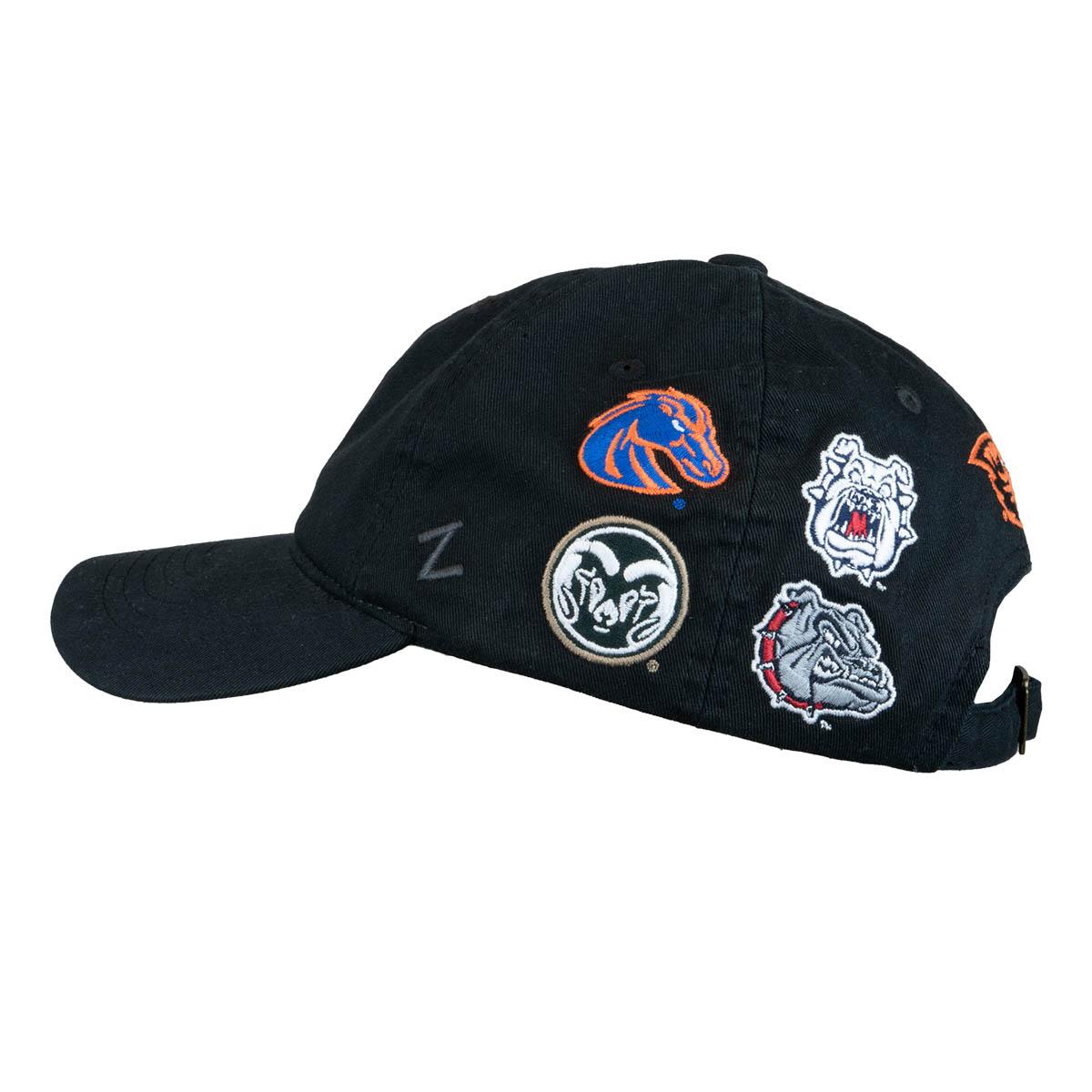 Pac 12 team embroidered all over zephyr black adjustable cap